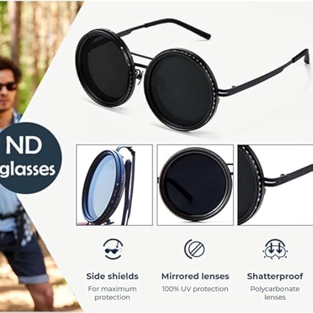 gafas de sol redondas con atenuación ajustable tattoo