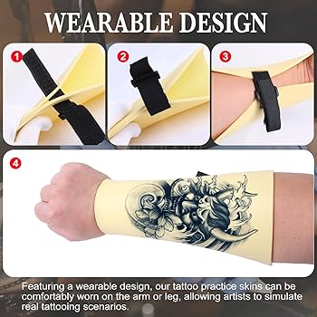 piel sintética de silicona para práctica de tatuajes con correa elástica 3 MM - Image 5
